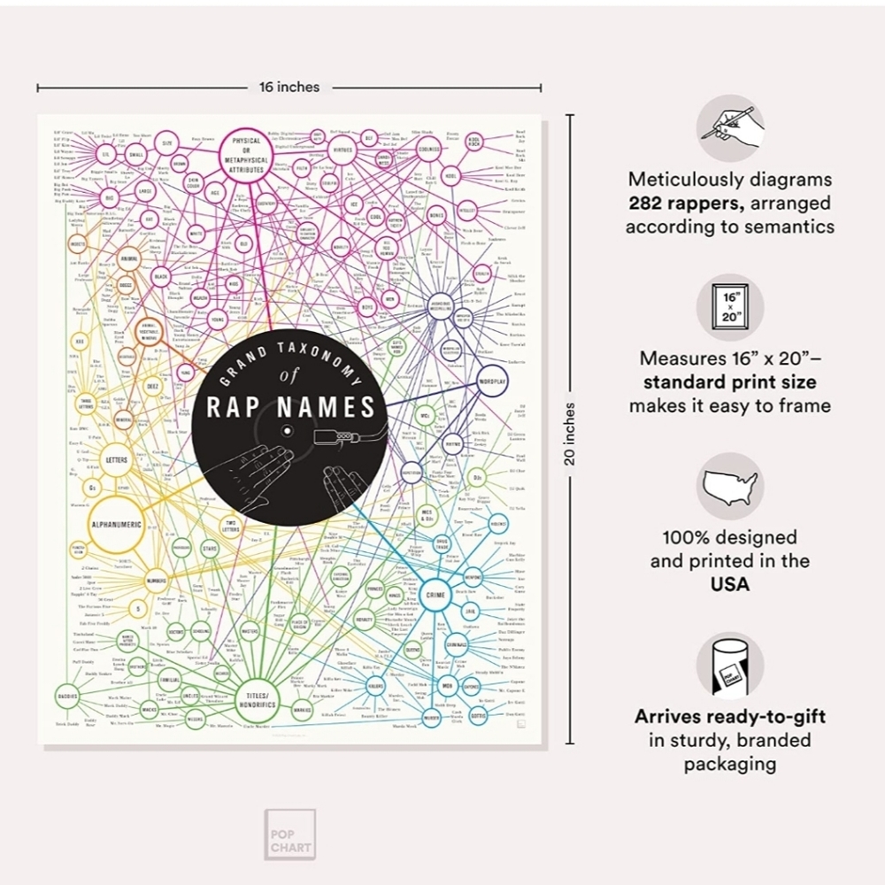 PopChart Poster 16x20 Rap Names